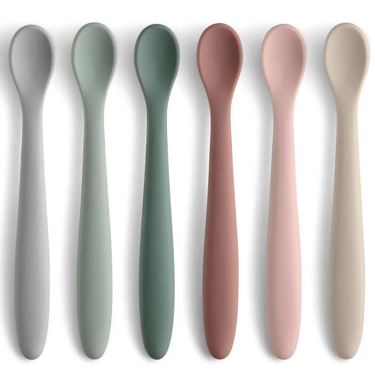 No Sew No Sew 6-Piece Silicone Baby Feeding Spoons 6.3 in .78 in head — product photo