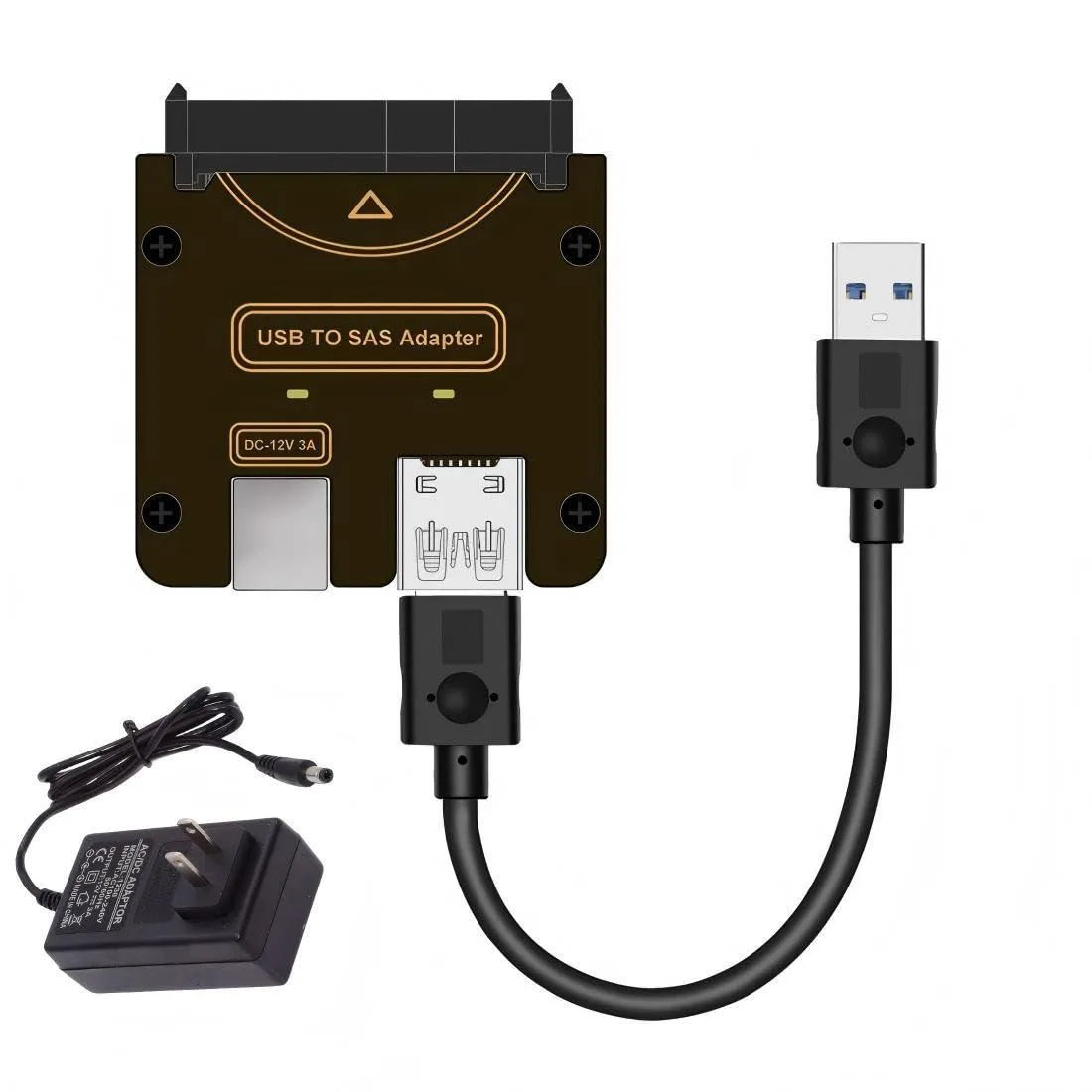 LORDWORLD LORDWORLD USB 3.0 to SAS Adapter SFF-8482 2.5/3.5" with Power Supply — product photo