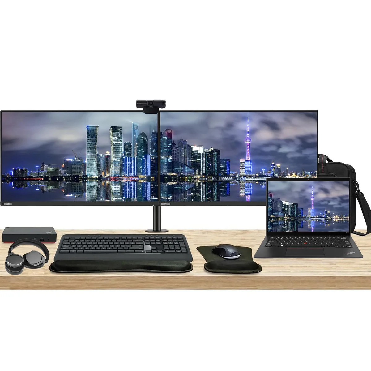 Lenovo Lenovo ThinkPad T14 Gen 4 14" Touchscreen Ryzen 7 16GB 512GB Bundle with Dual 24" Monitors — product photo