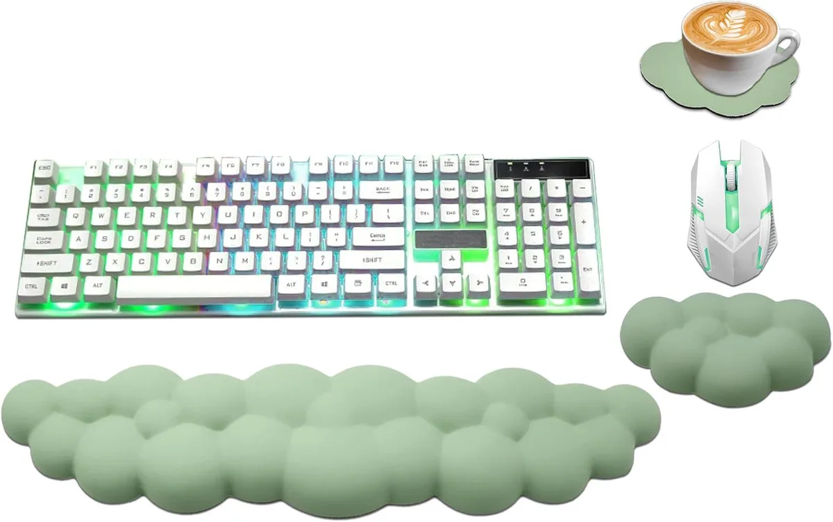 Emerson Emerson Cloud Wrist Rest Set Pastel Green 17x4.3 6x3.5 4.7x3.1 — product photo