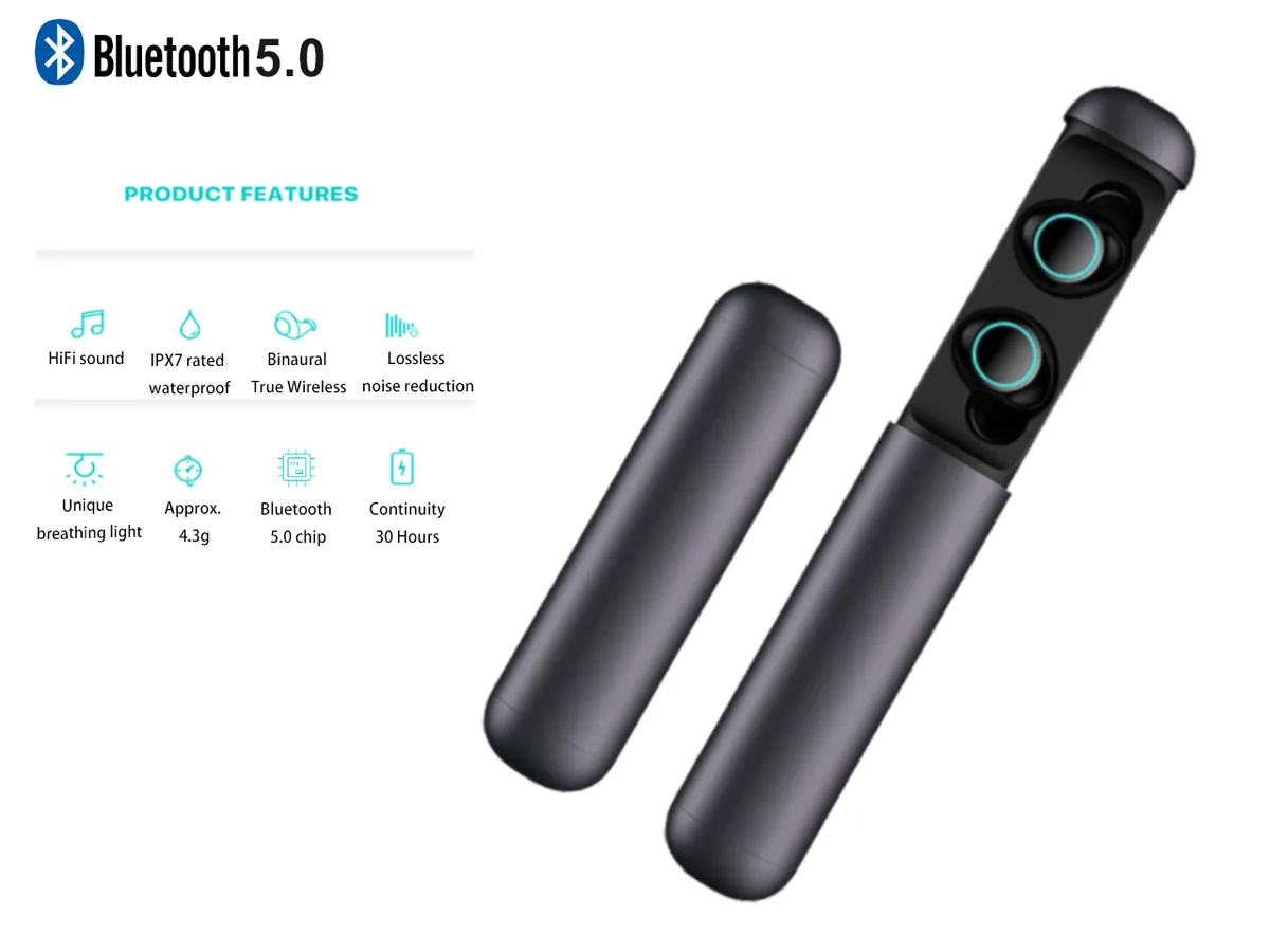 TROPRO TROPRO J2 True Wireless Earbuds Black Bluetooth 5.0 ANC IPX7 — product photo