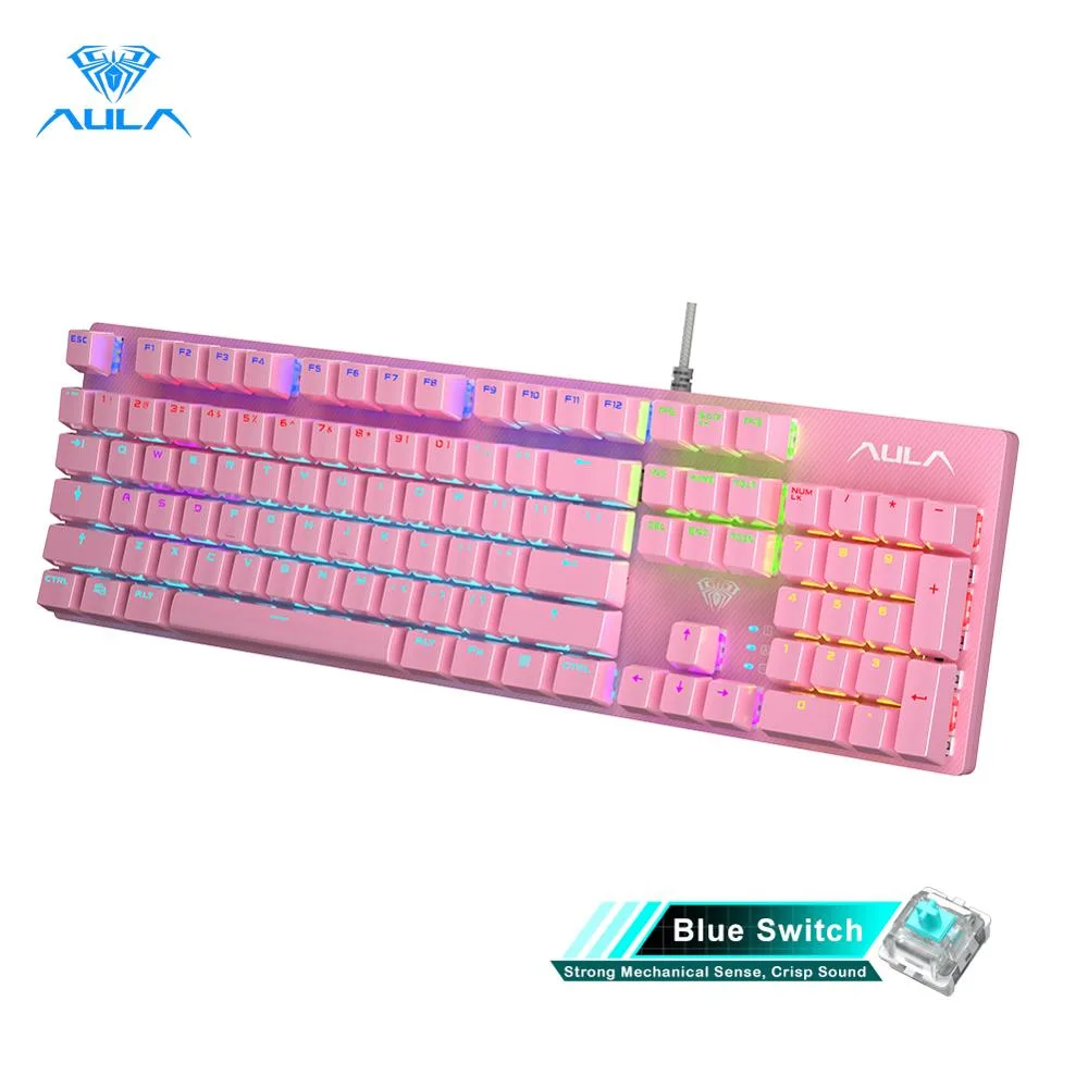 AULA AULA S2022 Mechanical Gaming Keyboard Blue Switch Pink 104 Keys — product photo