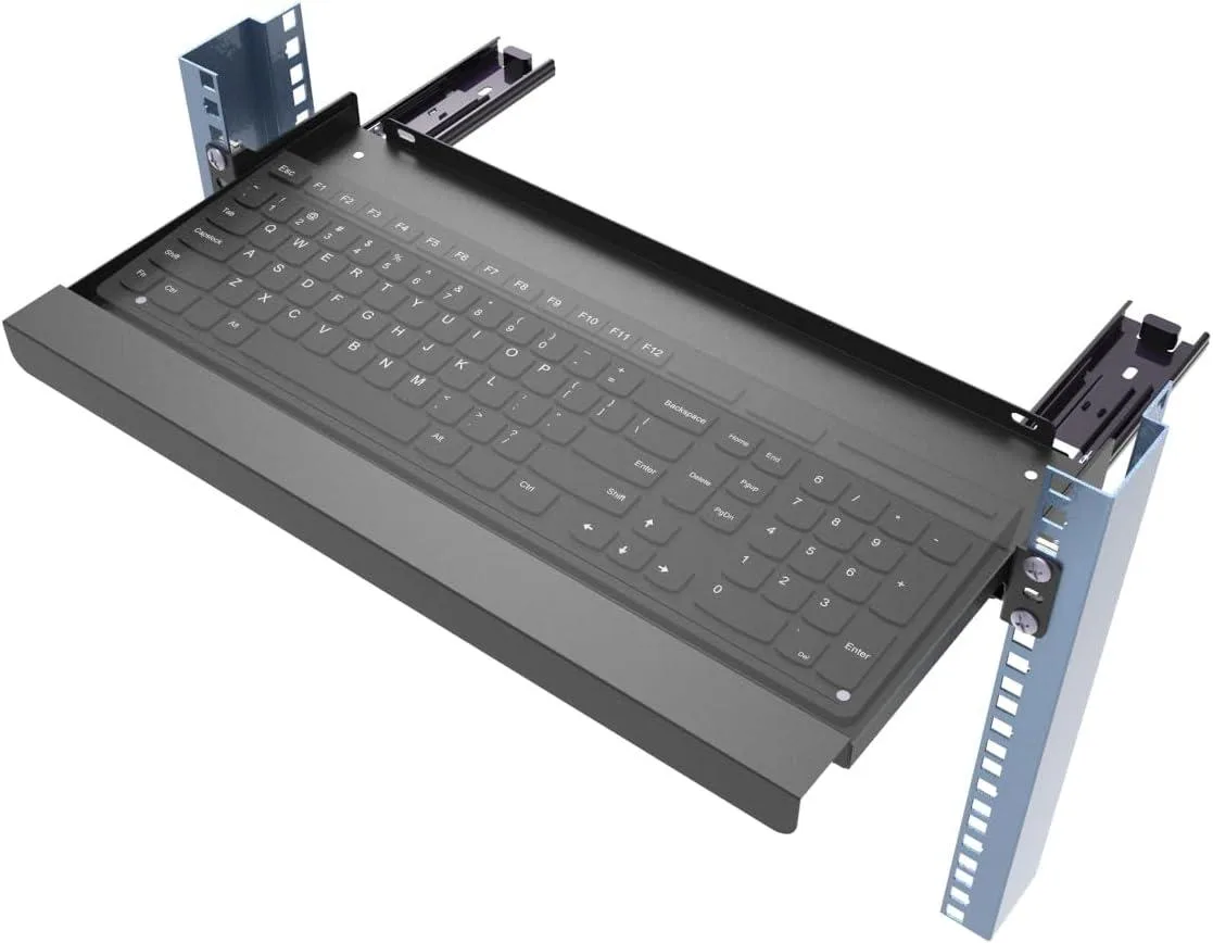 BFKK BFKK 1U Keyboard Tray 8" Deep 19" Rack Mount Sliding Shelf — product photo