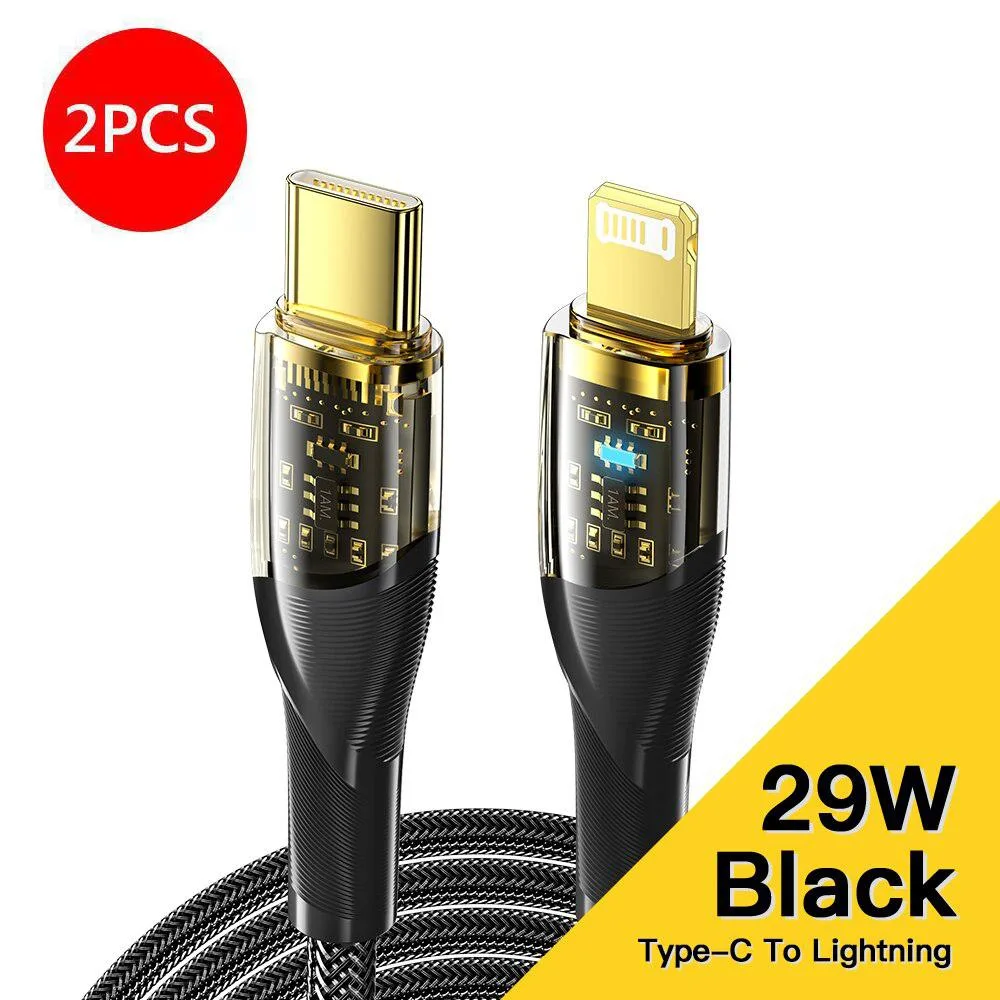 Jansicotek Jansicotek Essager XJI USB-C to Lightning cable 6.6ft 2-pack 29W 3A 480Mbps MFi — product photo