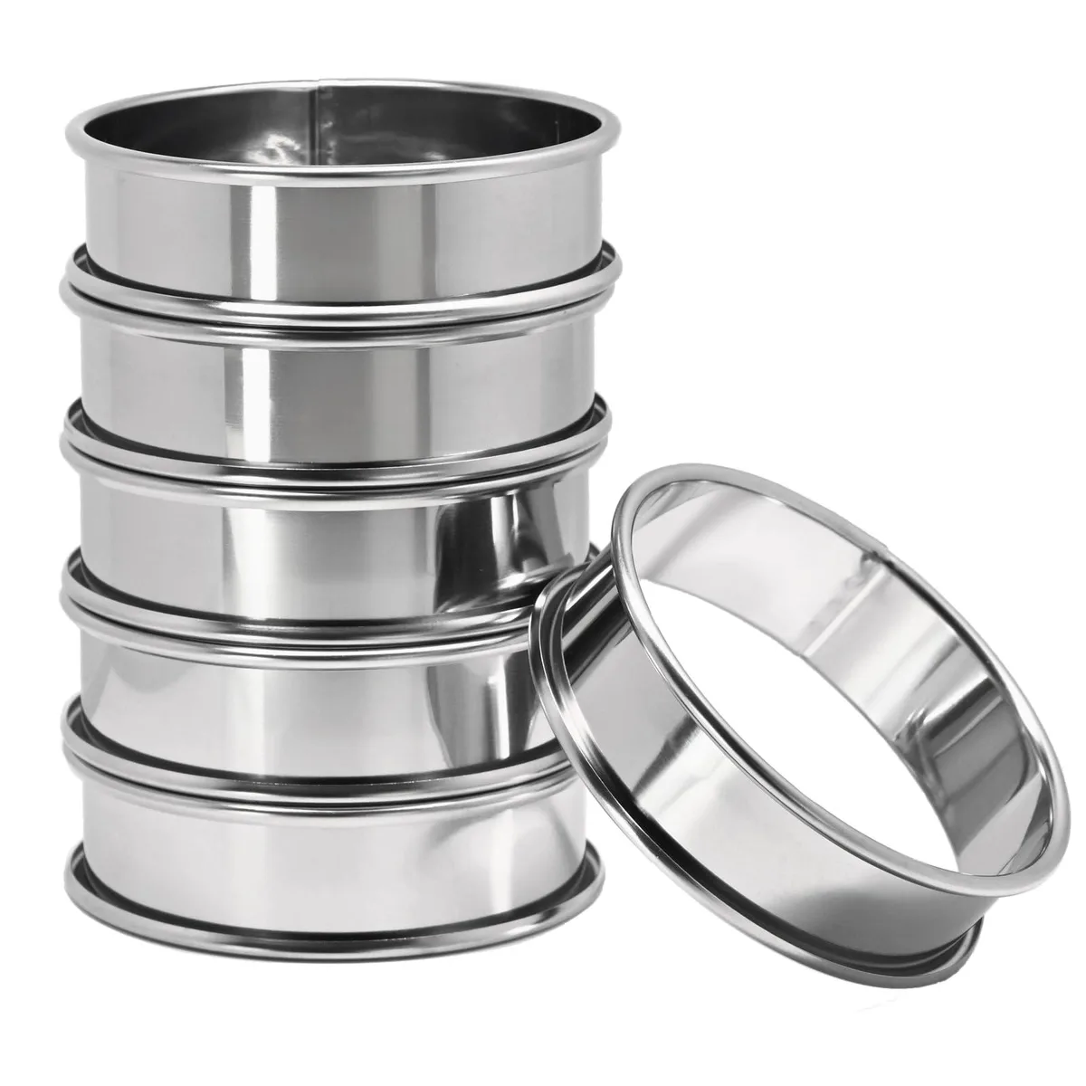 Six stainless steel rings 3.15 inch inner diameter .98 inch high