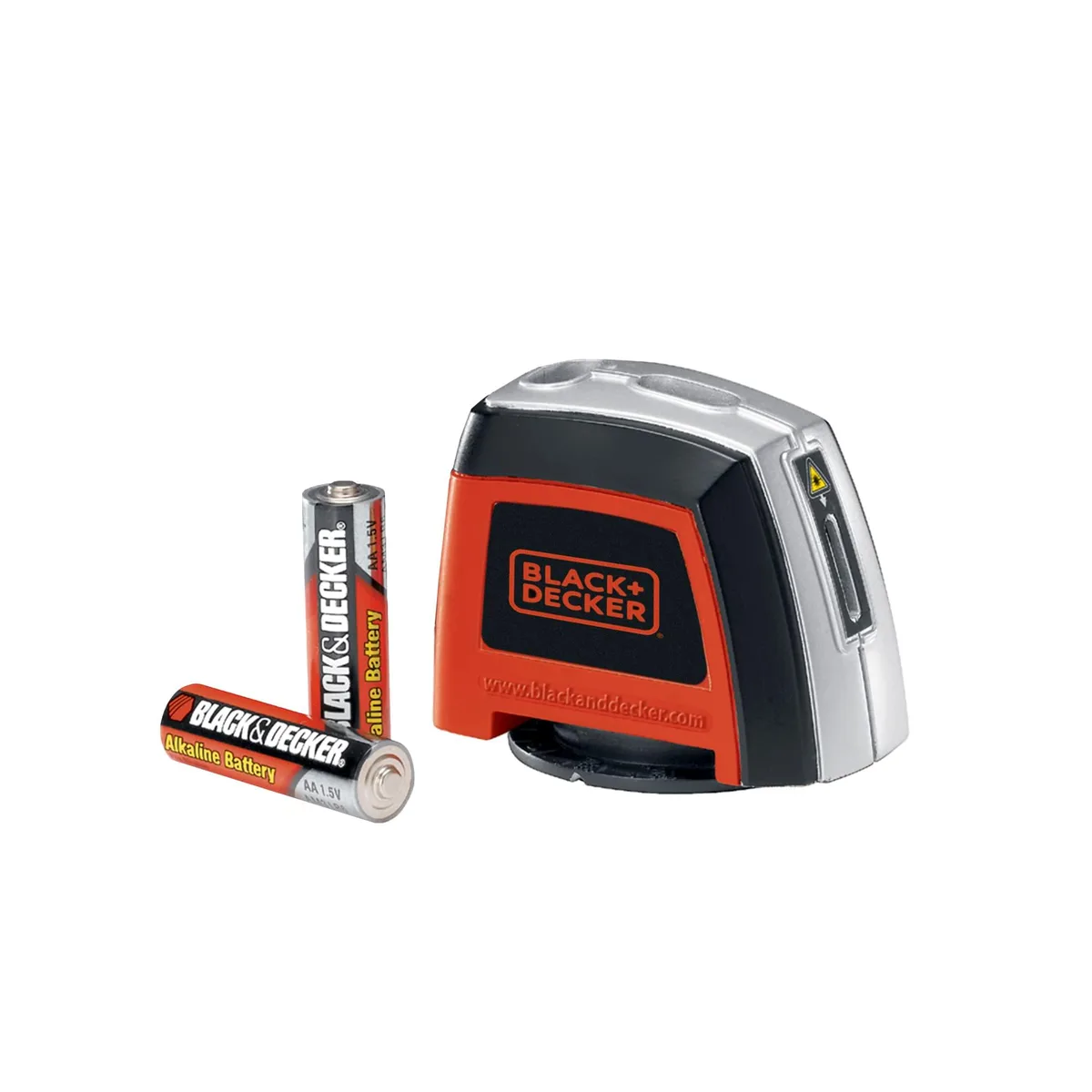 Black & Decker laser level with 360-degree wall attachment, silver plastic case, 12 pack