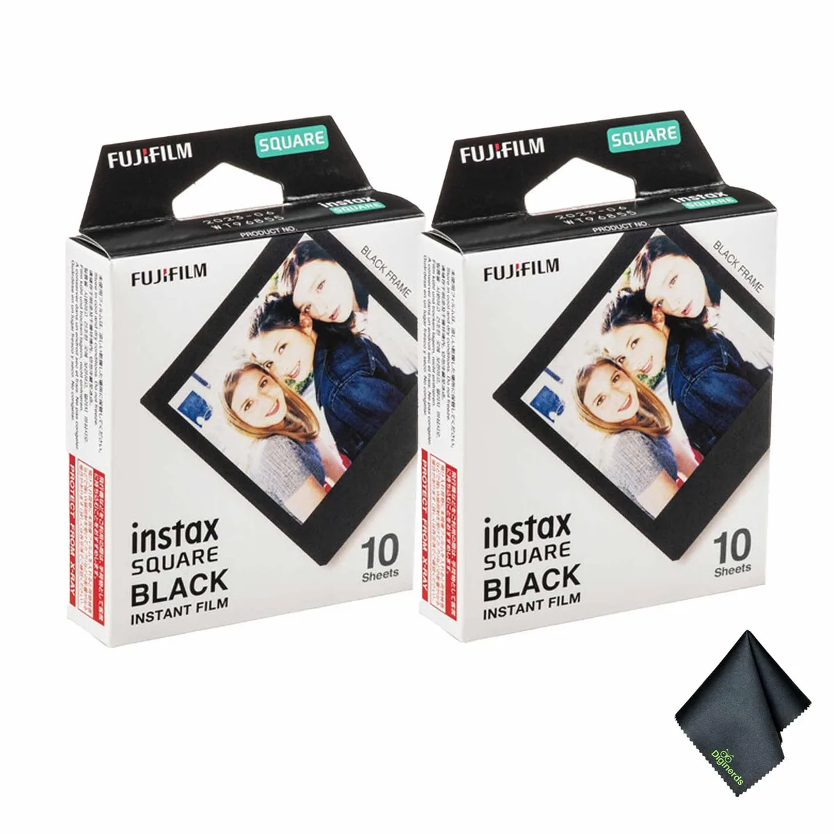 FUJIFILM FUJIFILM INSTAX SQUARE Black Instant Film 2×10 Exposure Bundle with Cloth — product photo