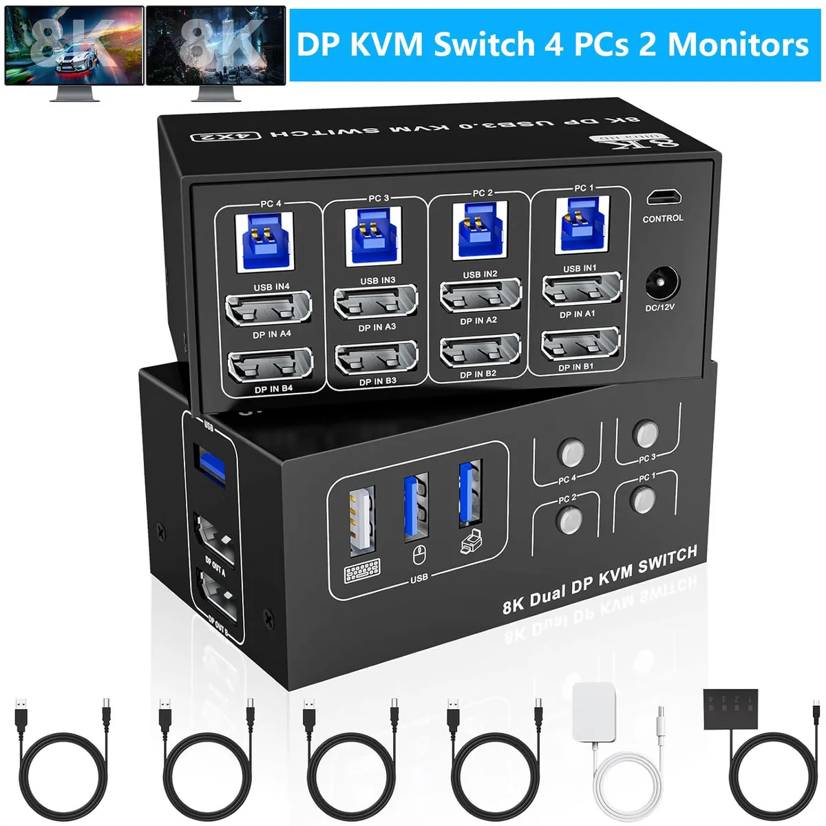 IHDAPP IHDAPP 402DP 8K@60Hz 4K@144Hz DP1.4 4-Port 2-Monitor KVM Switch — product photo