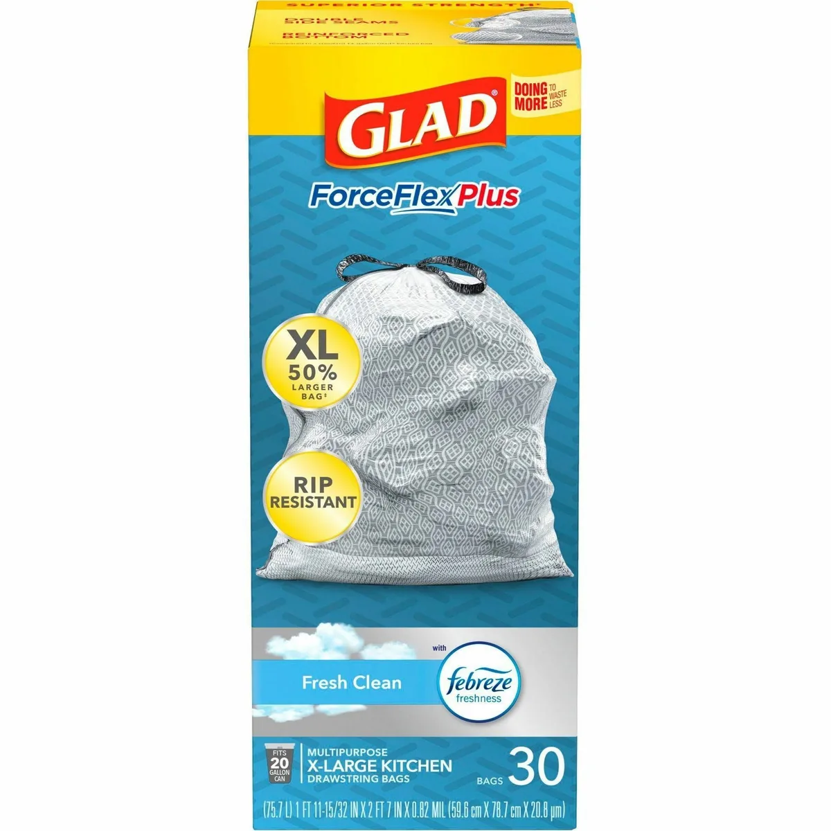 Clorox Clorox 78913CT 20 gal drawstring bags 30 per box 6 boxes — product photo