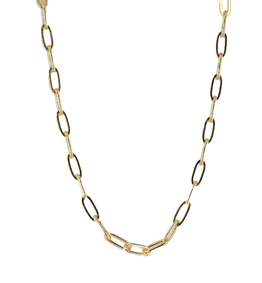 MST MST 925 Sterling Silver 14K Gold Plated Paperclip Necklace 6mm 20 Inch — product photo
