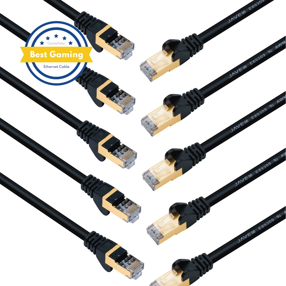 JAVEX JAVEX Cat7 network ethernet cable 3 ft 10 pack black — product photo