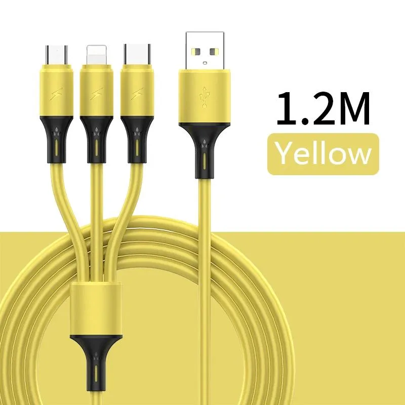 Hetai Tech Hetai Tech 3-in-1 USB Cable 1.2 m Micro USB USB-A Type-C Lightning Charging Only — product photo