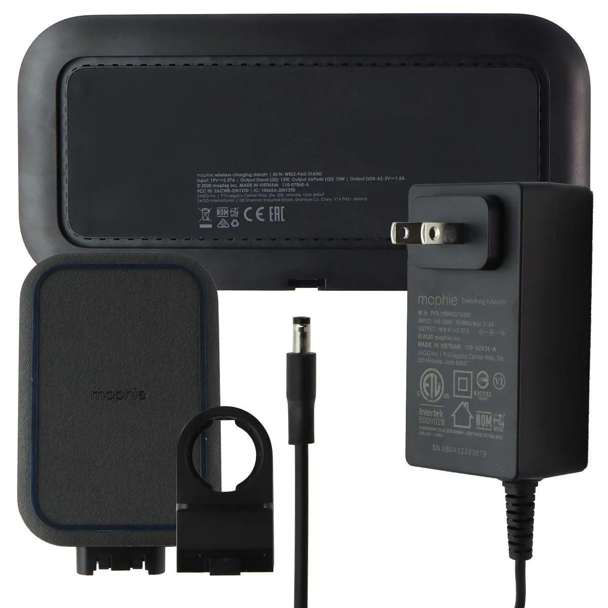 Mophie Mophie Wireless Charging Stand &amp; Pad 15W USB-A Qi Black — product photo