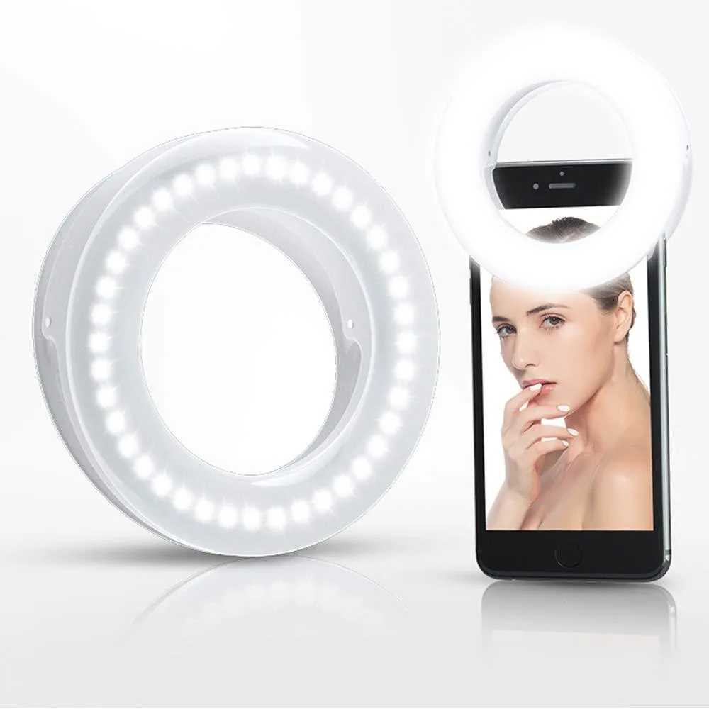 XINBAOHONG XJ-19 Selfie Ring Light 40 LED White 6000K 16mm clip — product photo