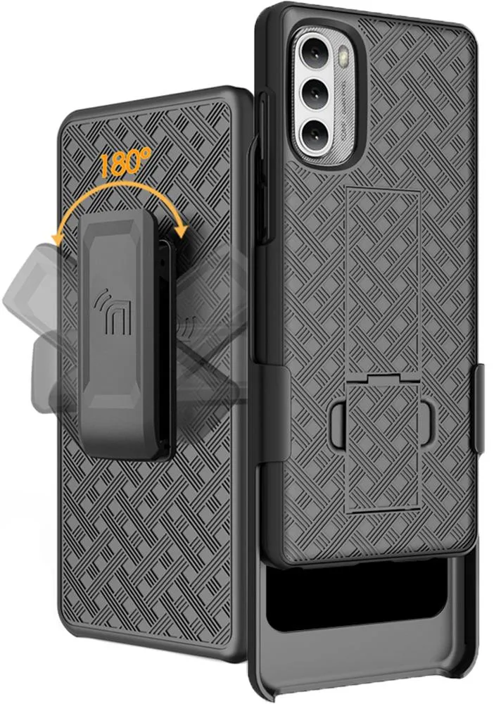 Nakedcellphone Nakedcellphone Kickstand Case + Belt Clip Holster Combo for Moto G Stylus 4G (2022) Black — product photo