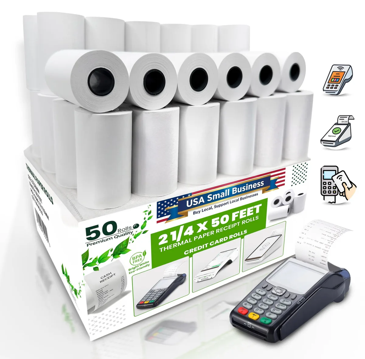  Receipt Paper 2 1/4" x 50 ft 50 Rolls — product photo