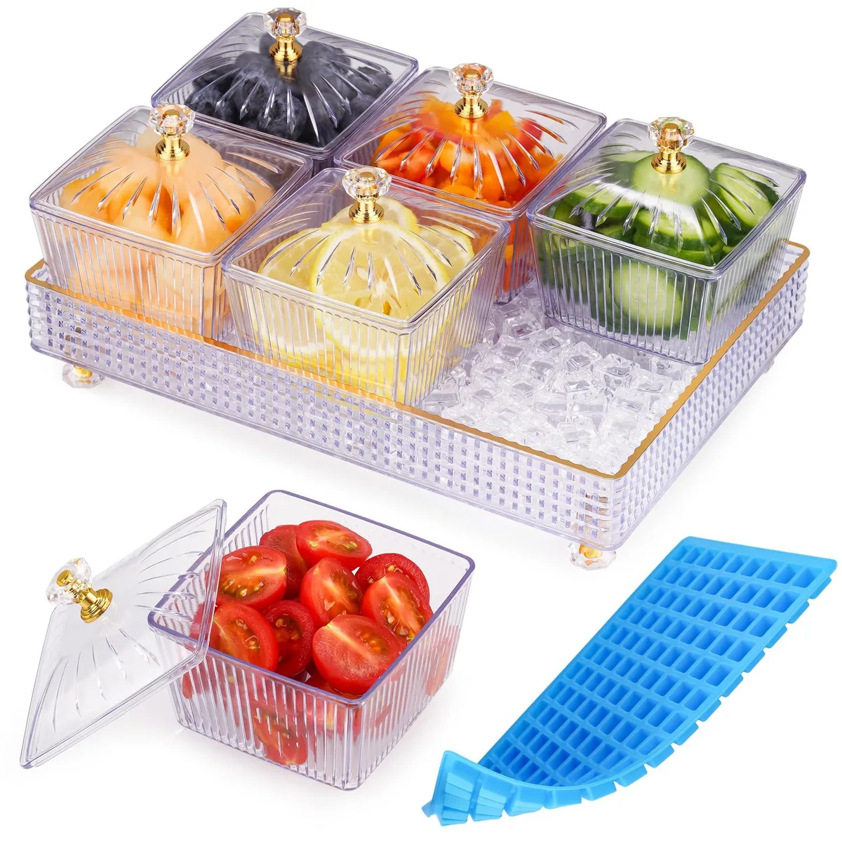 DNBeffulgent DNBeffulgent Ice Chilled Party Platter Set 6 Sections 11.02x7.48x2.95 in — product photo