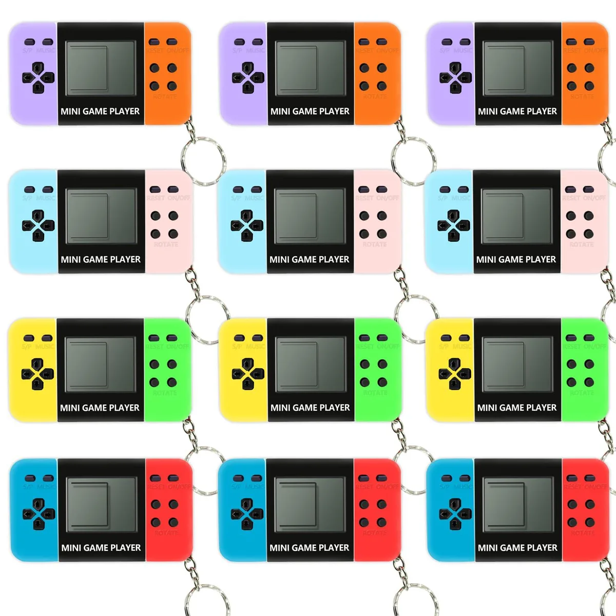 12 Pcs Mini Video Game Keychains 26 Games 99 Levels — product photo