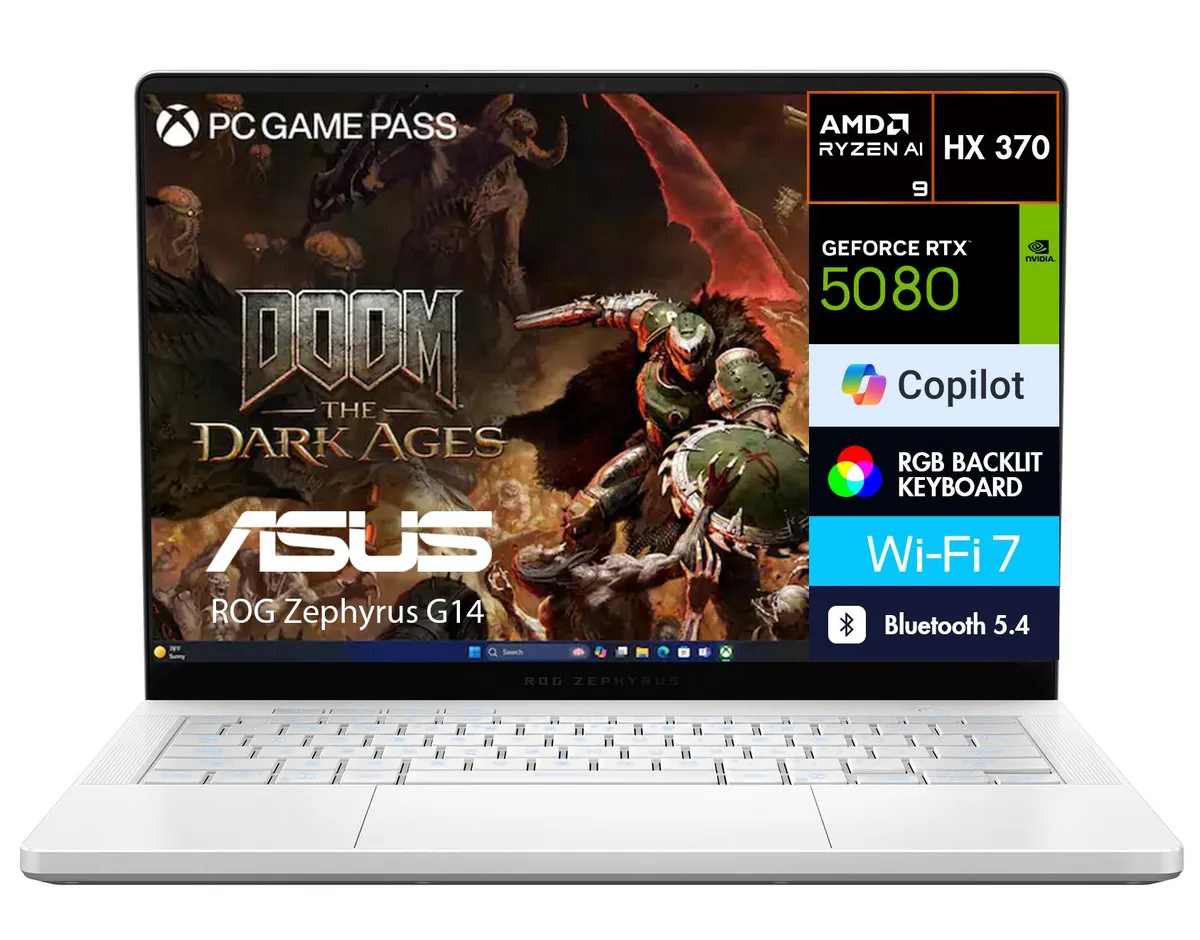 ASUS ASUS ROG Zephyrus G14 Platinum White Ryzen AI 9 HX 370 RTX 5080 32GB 8TB 14.0" 120Hz OLED — product photo