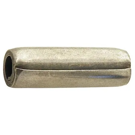 Ten plain stainless steel coiled spring pins with chamfered ends