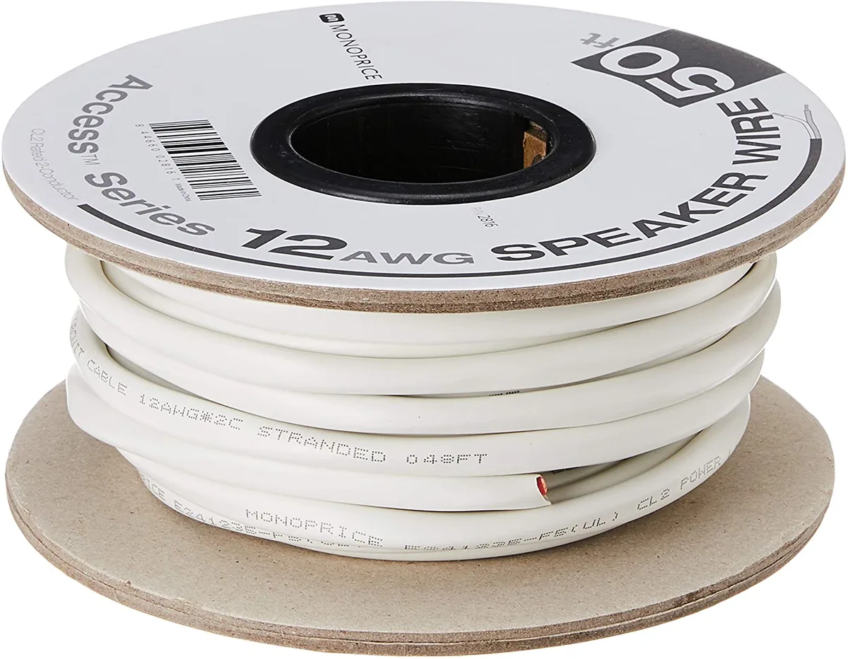 Monoprice Inc. Monoprice 102816 Speaker Wire 12AWG 50ft 2-Conductor CL2 White — product photo