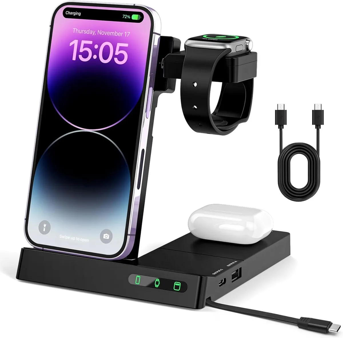 BONAEVER BONAEVER 6 in 1 Wireless Charging Station Black — product photo
