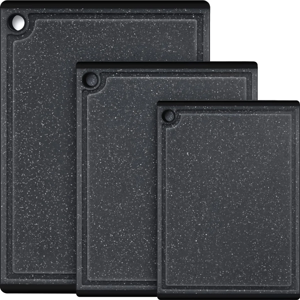  Kikcoin 3-Piece Plastic Cutting Board Set 15in 12in 10in — product photo