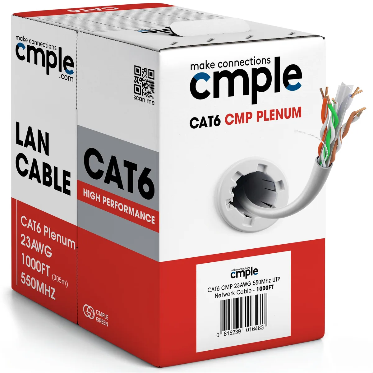 CMPLE CMPLE Cat6 Plenum Ethernet Cable 1000ft 550MHz UTP White — product photo