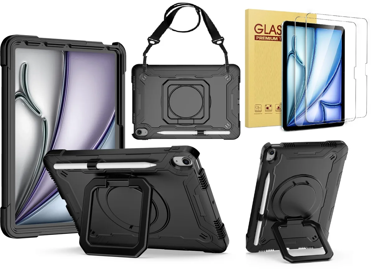 anicestore anicestore A3266 Case iPad Air 11" M2/M3 360 Ring Stand Straps 2 Glass — product photo