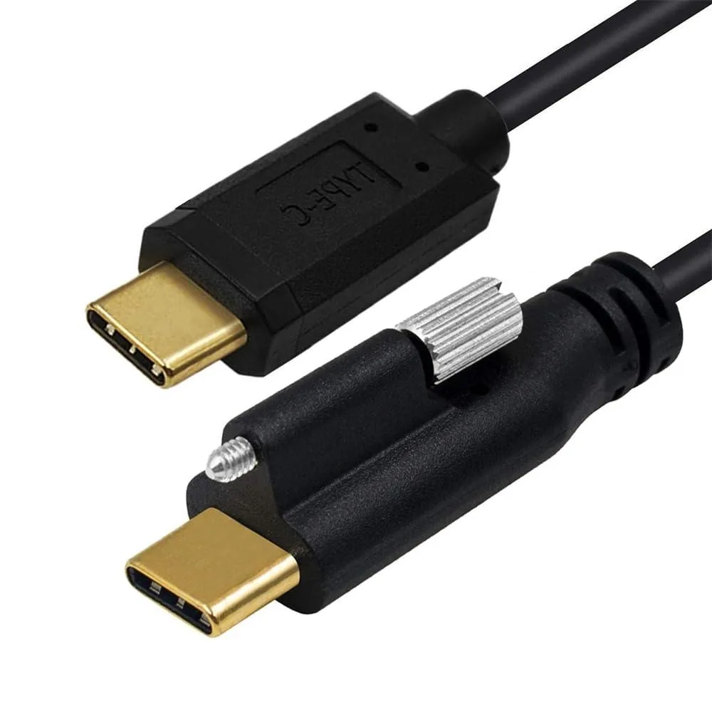 Fervit Fervit USB C to C cable 10Gbps 65W angled with screws — product photo