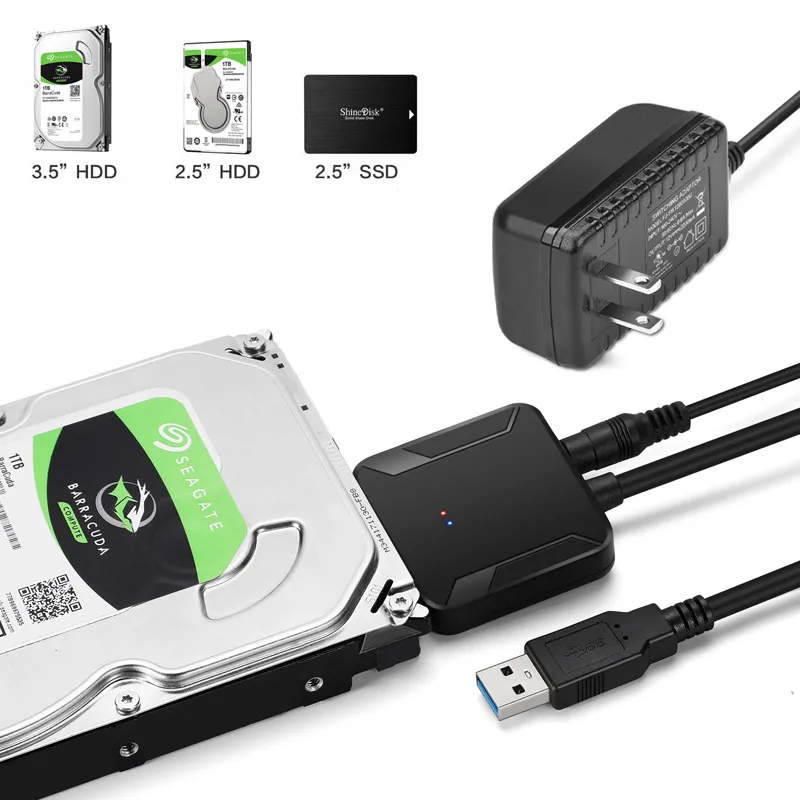 ESTONE ESTONE SATA to USB 3.0 Hard Drive Adapter for 2.5 3.5 Inch HDD SSD with 12V 2A Power Adapter UASP — product photo
