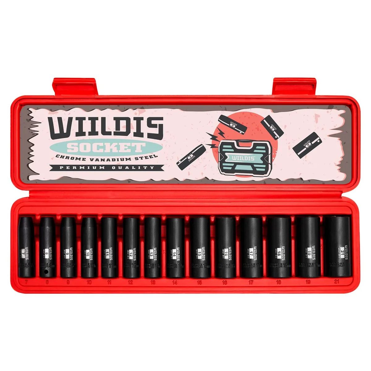  DeWalt 14-Piece 3/8" Drive Deep Impact Socket Set 7-21mm CR-V 6-Point — product photo