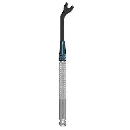 Small black oxide open-end wrench with 30 degree offset head