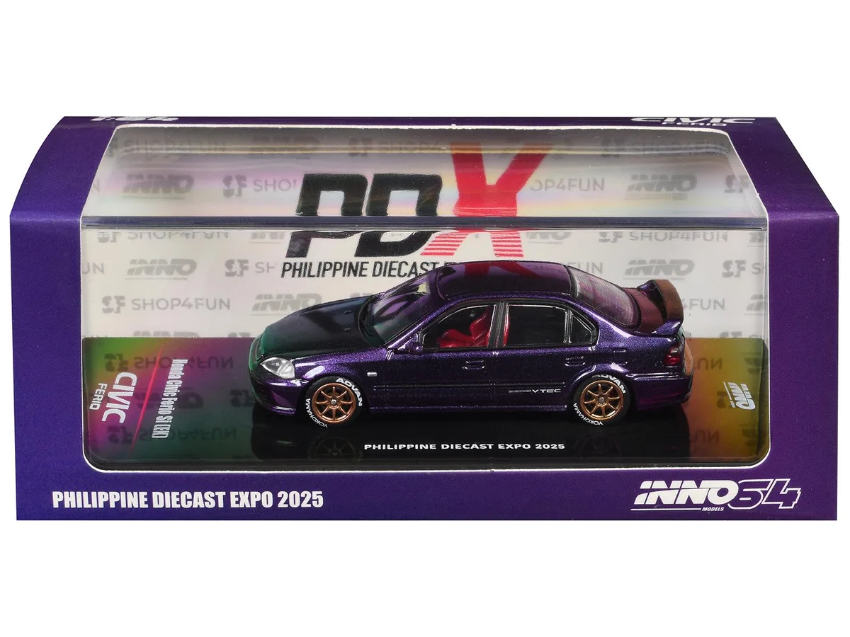 Inno Models Inno Models Honda Civic Ferio Si (EK) RHD Midnight Purple Metallic Philippine Diecast Expo 2025 1/64 — product photo