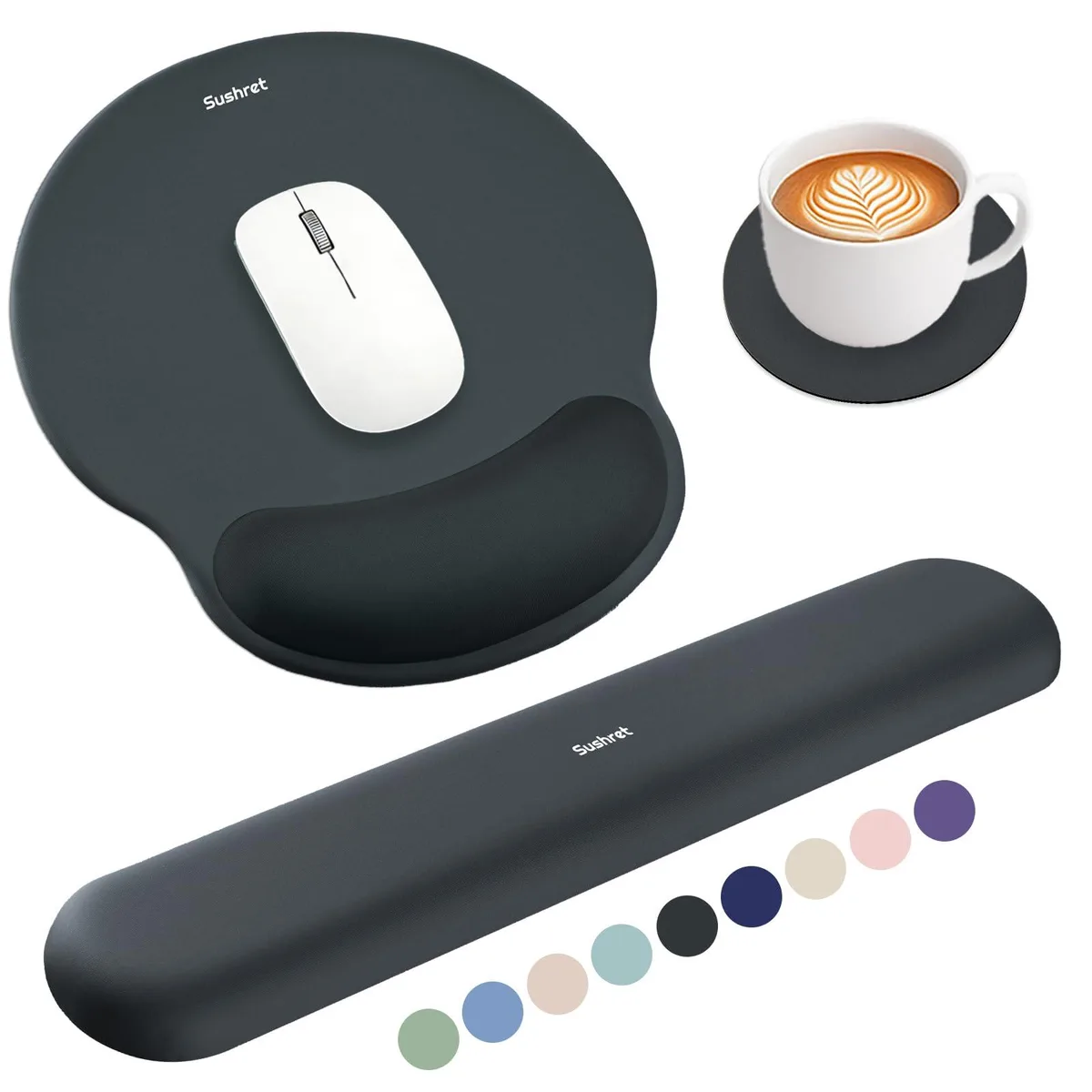  Keychron RWR00 Mouse Pad &amp; Keyboard Wrist Rest Set Charcoal — product photo