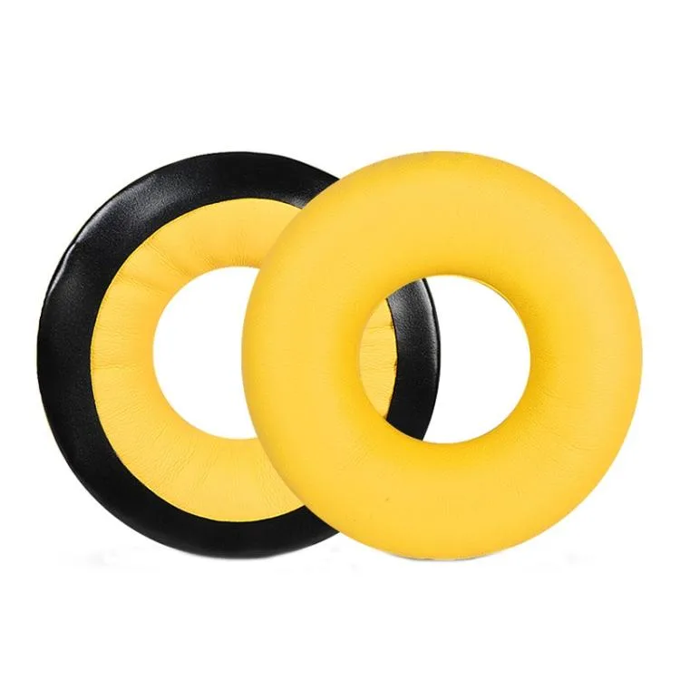 Pair of yellow leather earpads with 360-degree wrap and sponge core