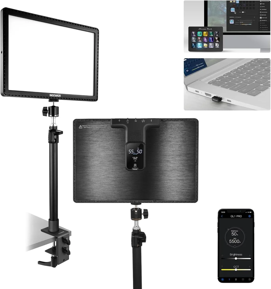 WUQ WUQ GL1 PRO Black 15.5" LED Key Light — product photo