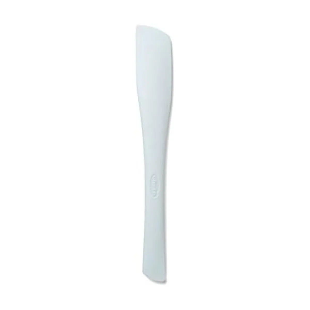 Small pearl-gray silicone spatula with double-sided flexible head