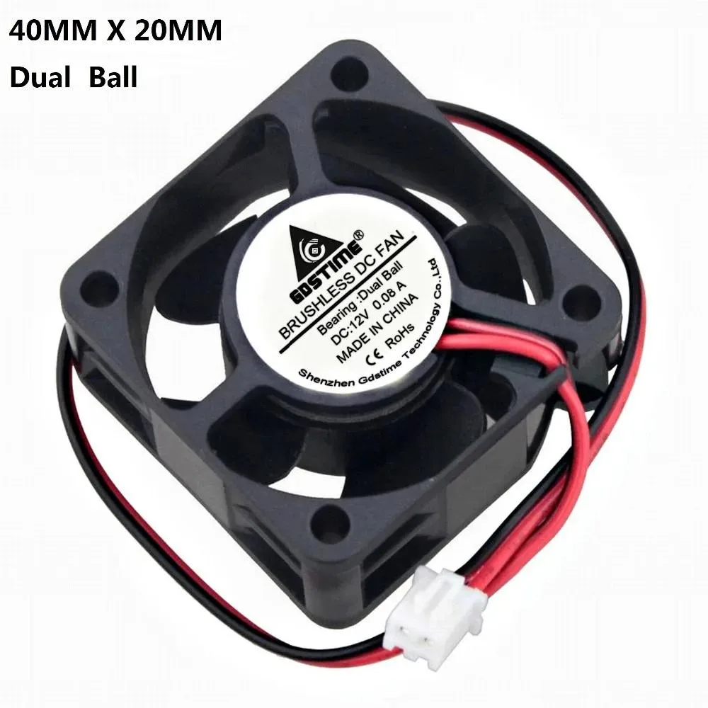 Misskit Misskit 5-pack 12V 40x20mm ball-bearing case fans 7.8CFM 20cm cable — product photo
