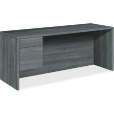 Sterling Ash left-pedestal credenza desk with box and file drawers, 72 inches wide