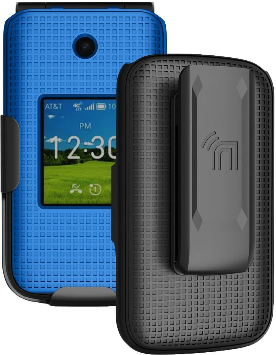 Nakedcellphone Nakedcellphone Grid Case + Belt Clip Holster Combo for Cingular Flex 2 / Debut Flex – Blue — product photo