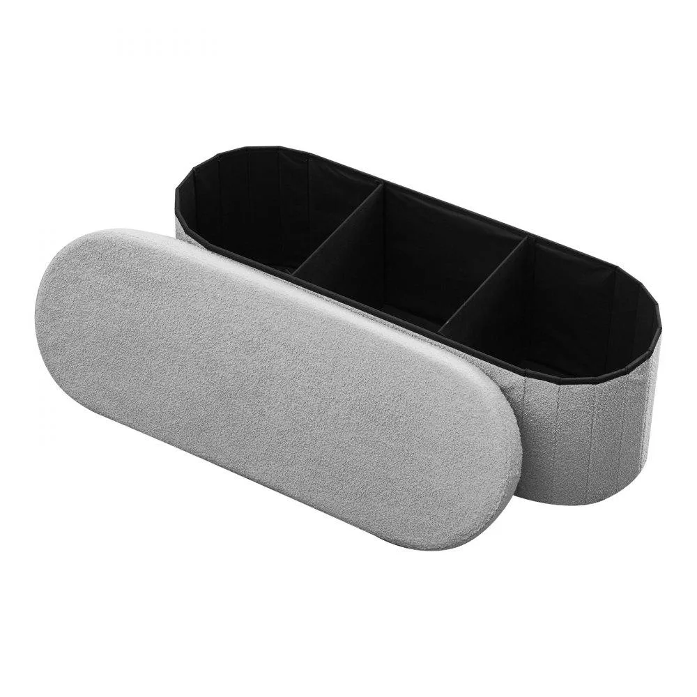 VEVOR VEVOR Foldable Teddy Fleece Storage Ottoman Grey 43.31 x 14.96 x 14.96 in — product photo