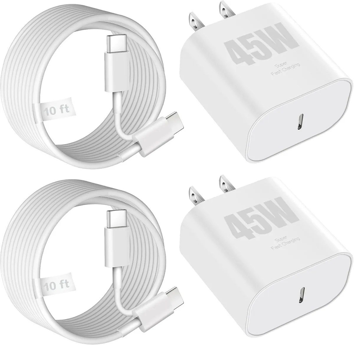 ONITOON ONITOON 45W USB-C Wall Charger 2-Pack with 10FT Cable — product photo