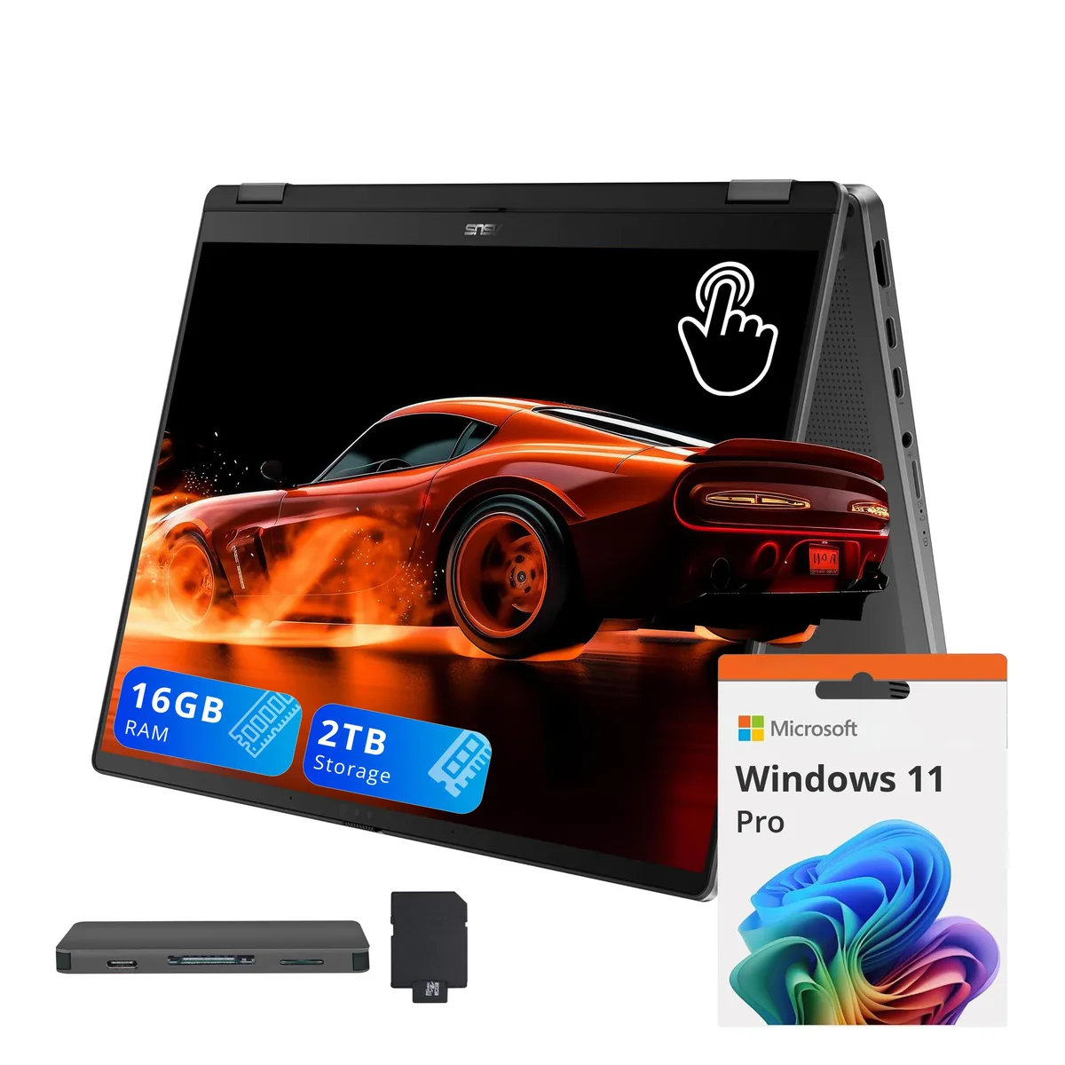 ASUS ASUS Vivobook Flip 14" OLED 2-in-1, Ultra 7 256V, 16GB, 1TB SSD + 1TB Dock, Gray — product photo
