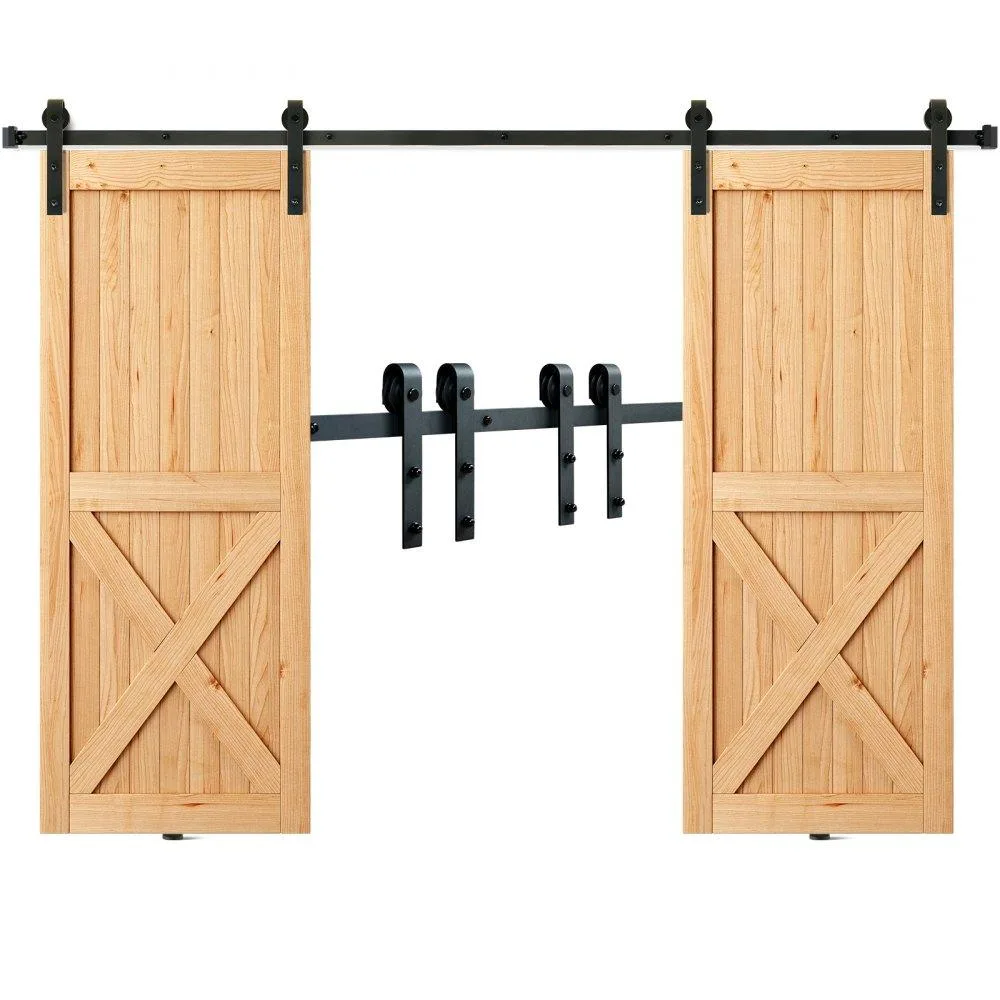 VEVOR VEVOR 8ft Sliding Barn Door Hardware Kit 330lbs Double Doors J Shape — product photo