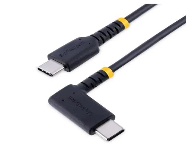 Short black USB-C cable with right-angle connector, 15cm