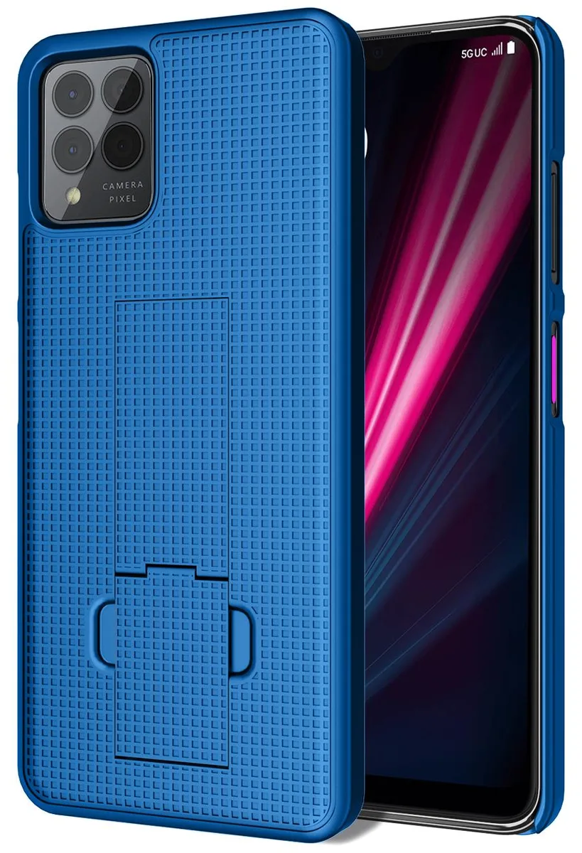 Nakedcellphone Nakedcellphone Textured Phone Case with Kickstand Blue for T-Mobile REVVL 6 Pro 5G 2022 REVVL 6X Pro 2023 — product photo