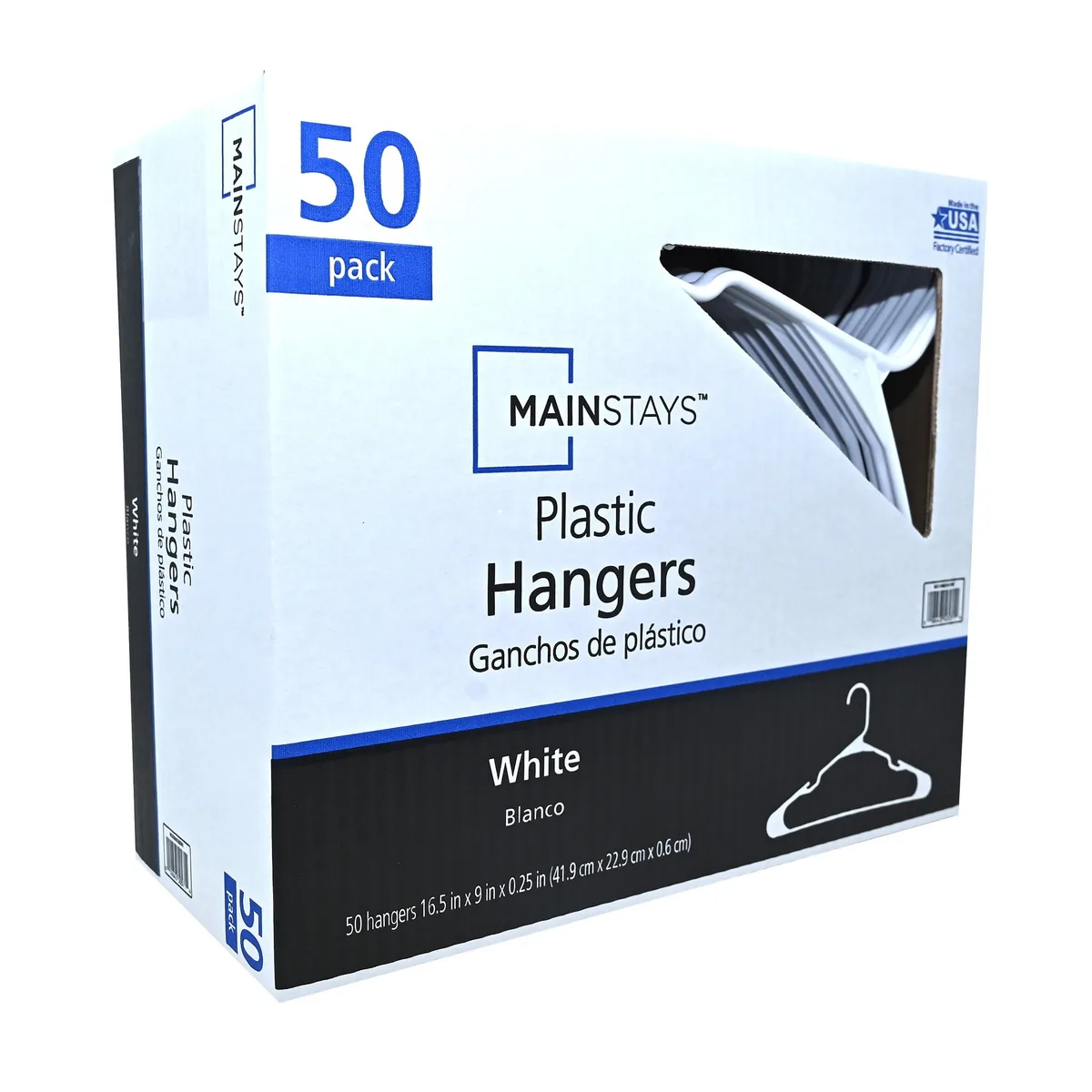 Mainstays Mainstays Plastic Clothes Hangers White 50-Count — product photo