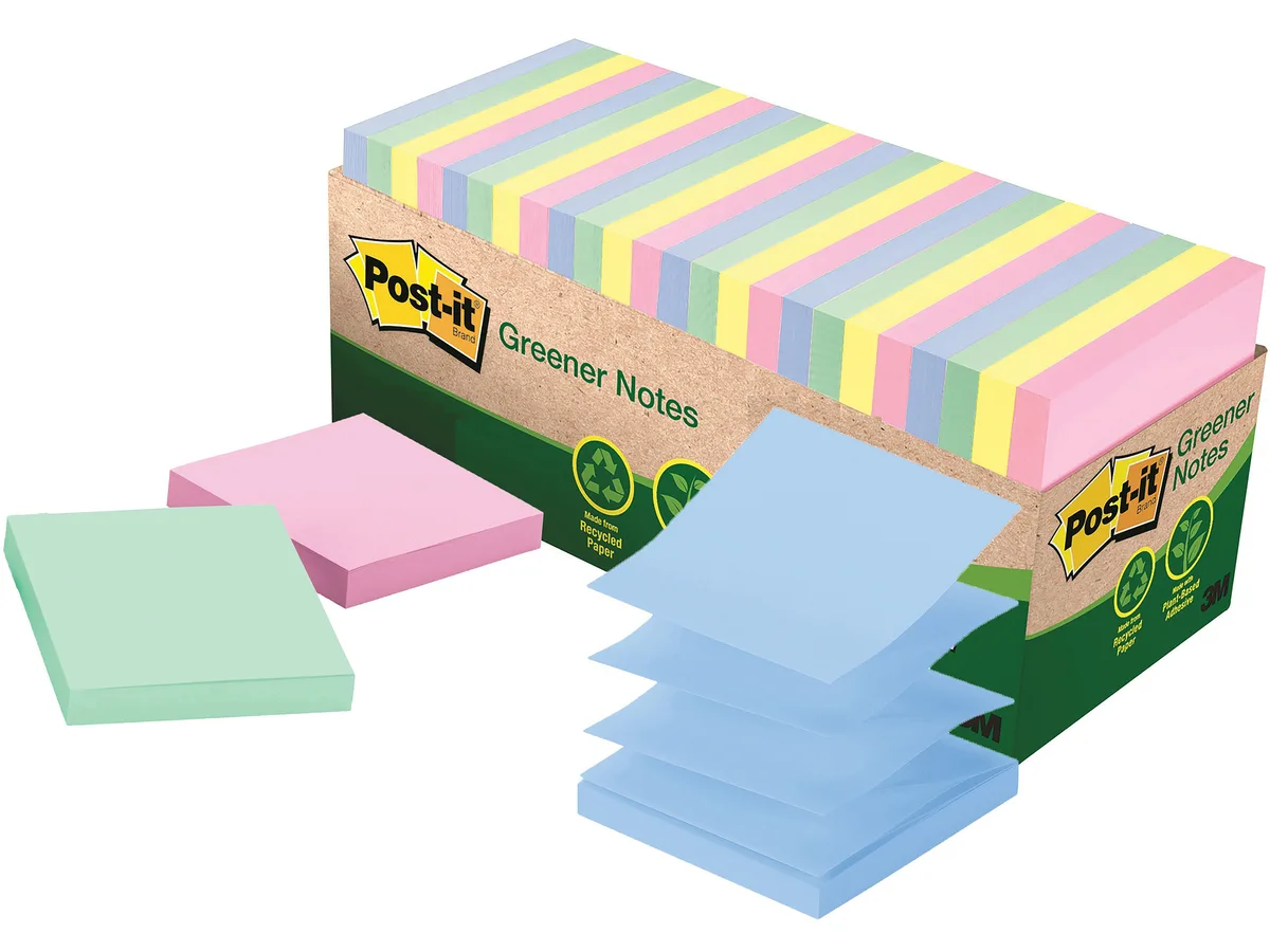 3M 3M R330RP18CP sticky notes 1800 pack 3" x 3" assorted Helsinki Collection 67% plant-based adhesive — produktbild