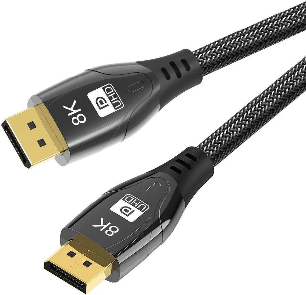 Vszerda Vszerda 8K DisplayPort Cable 1.4 6.6ft Nylon Braided 32.4Gbps HBR3 Black — product photo